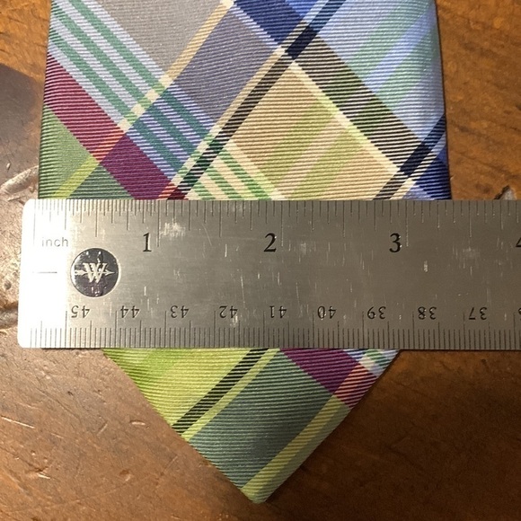 Tommy Hilfiger multicolored pastel plaid silk necktie - Picture 10 of 10